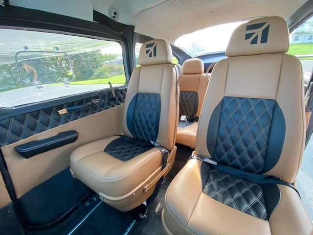 Fresh cabin interior with leather seating