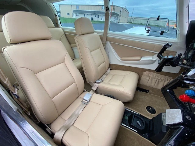 Mooney Bravo aircraft interior with leather seating